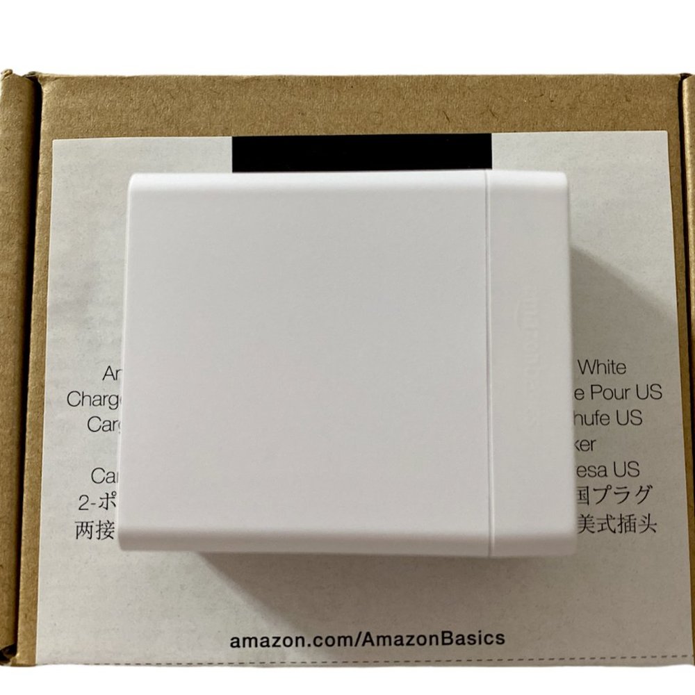 Amazon Basics 2-Port USB Wall Charger for Phone, iPad Tablet, 4.8 Amp, White